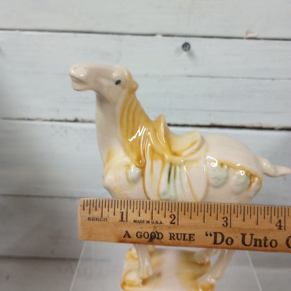 Vintage Chinese Tang Dynasty Style Sancai Crackle Glazed Pottery War Horse Figur - Picture 8 of 8